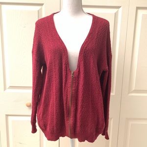 Silence + Noise Terry Cloth Zip Cardigan